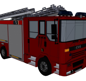超精细汽车模型 消防车 Dennis Fire Engine_SU2015